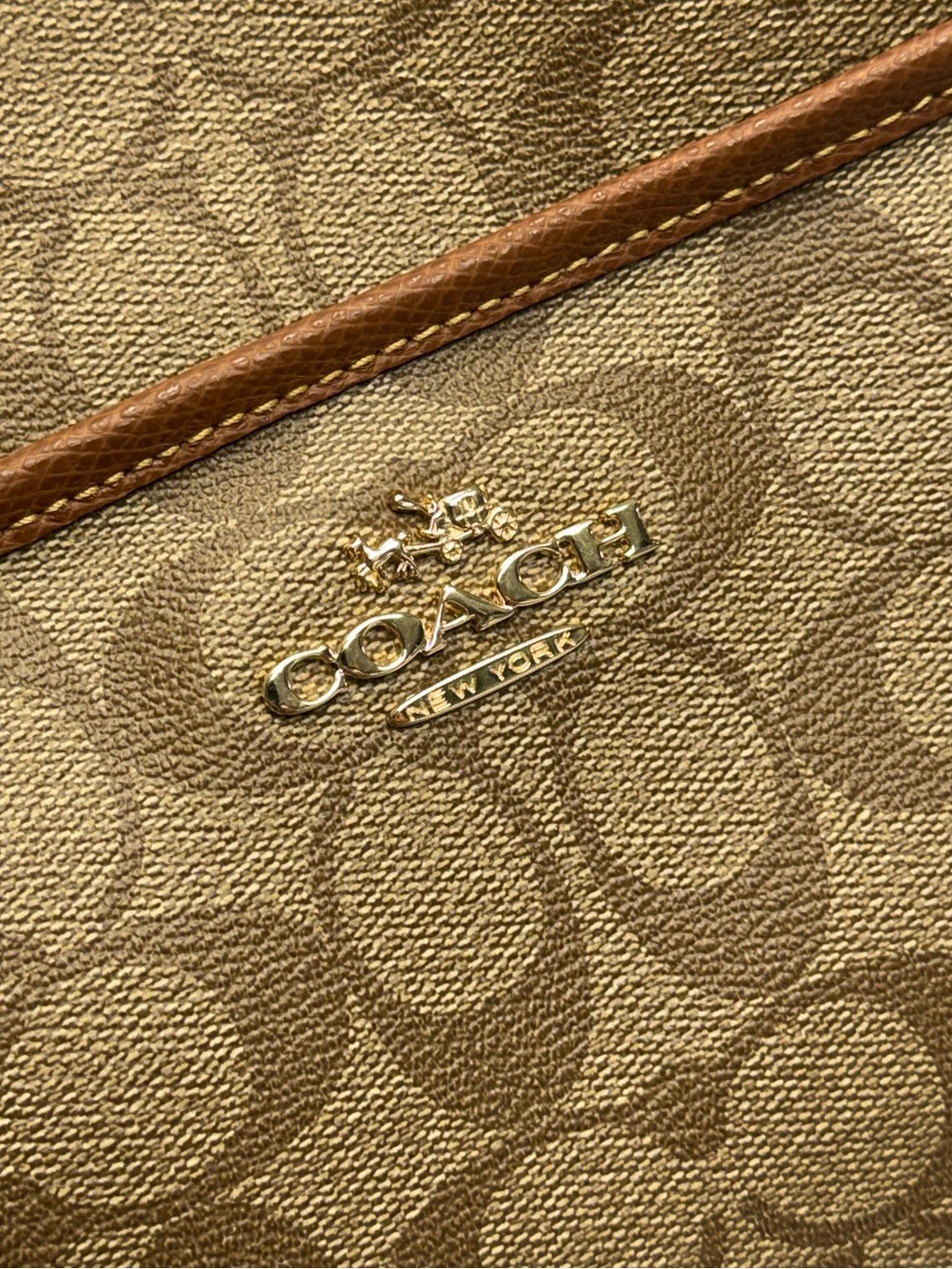 (new+tag) Coach Signature Tote / Shoulder Bag / Crossbody in Khaki Saddle Brown - Picture 15 of 16